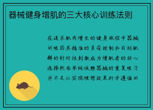 器械健身增肌的三大核心训练法则