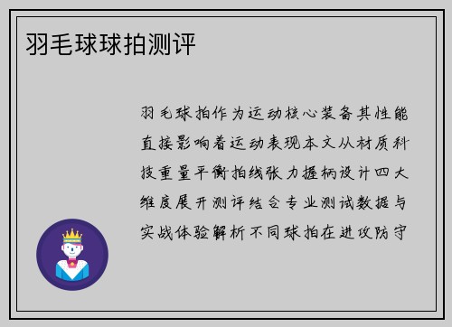 羽毛球球拍测评